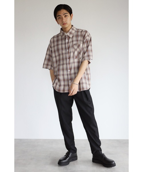 CREARE -LINO-（クレアーレリノ）の「チェック オーバーサイズシャツ<ユニセックス>（シャツ/ブラウス・メンズ・ブラック/ブラウン・M/L）」の11枚目の写真