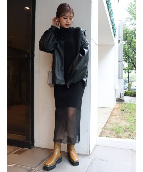 MURUA(ムルーア)の「ニットキャミワンピース(ワンピース・レディース・ブラック/カーキ・FREE)」の6枚目の写真