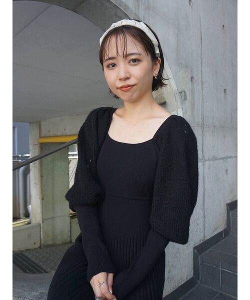 MERCURYDUO（マーキュリーデュオ）の「モヘヤ混ボリュームスリーブニットワンピース（ワンピース・レディース・アイボリー/ライトグレー/ブラック・FREE）」の21枚目の写真