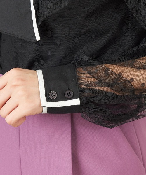 MIIA（ミーア）の「ドットチュールボウタイブラウス（シャツ/ブラウス・レディース・ブラック/パープル/オフホワイト・FREE）」の12枚目の写真