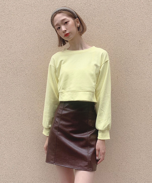 Voyage titty&Co.PETIT(ボヤージュティティアンドコープチ)の「【Voyage titty&Co. PETIT】レザーライクミニスカート(スカート・レディース・イエロー/ブラウン/ブラック/ピンク・SMALL/MEDIUM)」の3枚目の写真