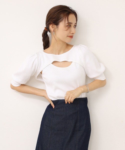 one after another NICE CLAUP(ワンアフターアナザーナイスクラップ)の「胸あきテレコトップス(アンサンブル・レディース・ブラック/ベージュ/オフホワイト・FREE)」の17枚目の写真