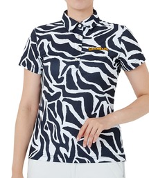 LOUDMOUTH/ラウドマウス ゴルフウェア 総柄 吸汗速乾 UVカット ボタンダウン 半袖 ポロシャツ