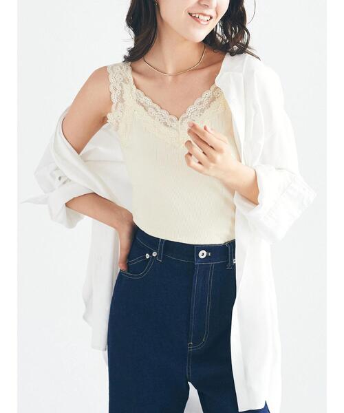 Areeam(アリーム)の「2WAYレースタンク(タンクトップ・レディース・アイボリー・FREE)」の1枚目の写真