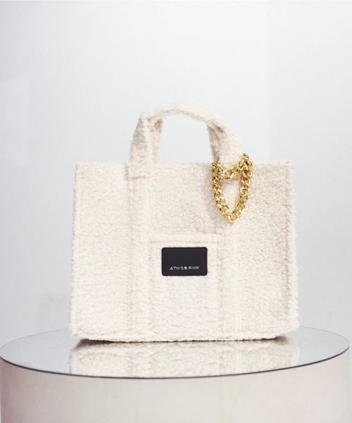 atmos pink（アトモスピンク）の「atmos pink ビッグボア バッグ（トートバッグ・レディース・ベージュ/アイボリー・FREE）」の2枚目の写真