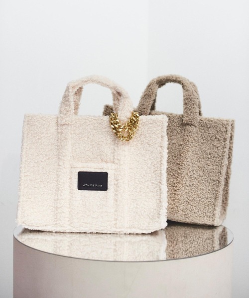 atmos pink（アトモスピンク）の「atmos pink ビッグボア バッグ（トートバッグ・レディース・ベージュ/アイボリー・FREE）」の9枚目の写真