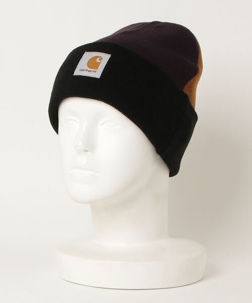Carhartt WIP（カーハートダブリューアイピー）の「Carhartt WIP/カーハート ダブリューアイピー ビーニー I029489（ニットキャップ/ビーニー・メンズ・ベージュ系その他/ブラック×グリーン・FREE）」の2枚目の写真