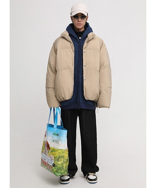 MASONPRINCE(メイソンプリンス)の「【MASONPRINCE】Oversized hem drawcord down jacket MF4016(ダウンジャケット/コート・メンズ・ベージュ/ブラック/グリーン/ライトカーキ・S/M/L)」の16枚目の写真