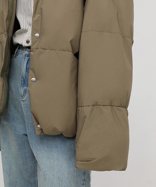 MASONPRINCE(メイソンプリンス)の「【MASONPRINCE】Oversized hem drawcord down jacket MF4016(ダウンジャケット/コート・メンズ・ベージュ/ブラック/グリーン/ライトカーキ・S/M/L)」の17枚目の写真