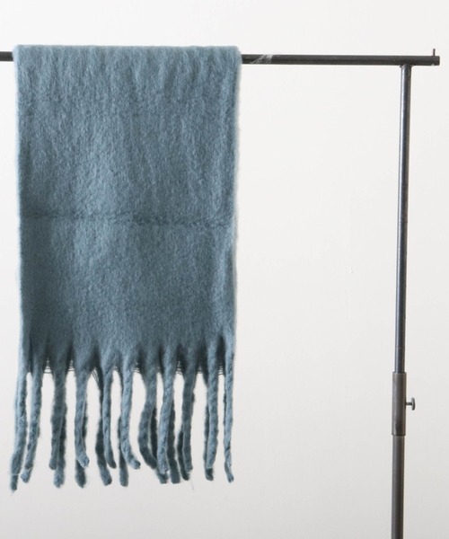 Cheek（チーク）の「大判フリンジマフラー（マフラー・レディース・ベージュ/ブルー/アイボリー/コーラルピンク・MEDIUM）」の18枚目の写真