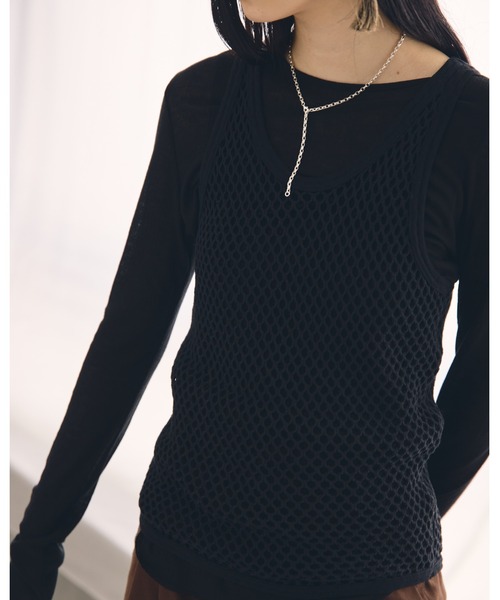 TODAYFUL（トゥデイフル）の「メッシュタンクトップ（タンクトップ・レディース・ホワイト/ブラック/オリーブ/ラベンダー・FREE）」の6枚目の写真