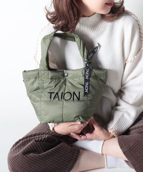 FREDY&GLOSTER(フレディアンドグロスター)の「【TAION/タイオン】LUNCH DOWN TOTE BAG-S(トートバッグ・レディース・オリーブ/ブラック/ライトパープル・FREE)」の1枚目の写真