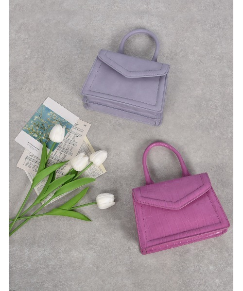 MONICA（モニカ）の「ワンハンドルミニショルダーバッグ（ショルダーバッグ・レディース・ブラック/グレー/ブラウン/イエロー/ピンク/ブルー/パープル/グリーン・FREE）」の8枚目の写真