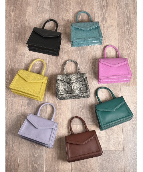 MONICA（モニカ）の「ワンハンドルミニショルダーバッグ（ショルダーバッグ・レディース・ブラック/グレー/ブラウン/イエロー/ピンク/ブルー/パープル/グリーン・FREE）」の15枚目の写真