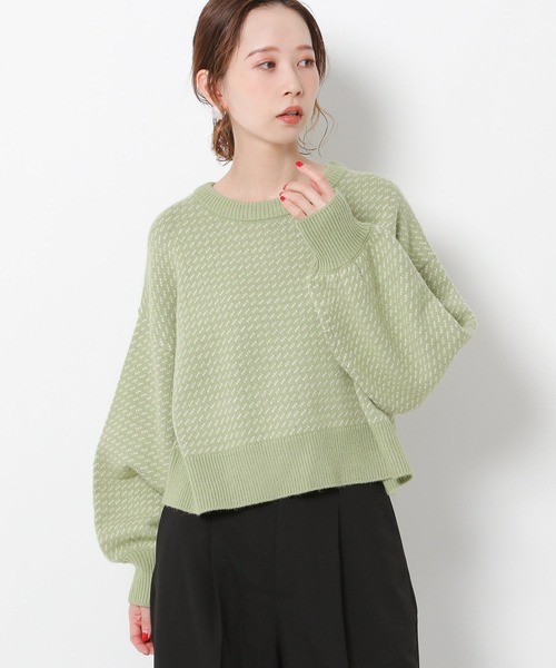 mysty woman（ミスティウーマン）の「バーズアイショートプルオーバー 261347（ニット/セーター・レディース・ブラック/ブラウン/ラベンダー/グリーン系・FREE）」の4枚目の写真