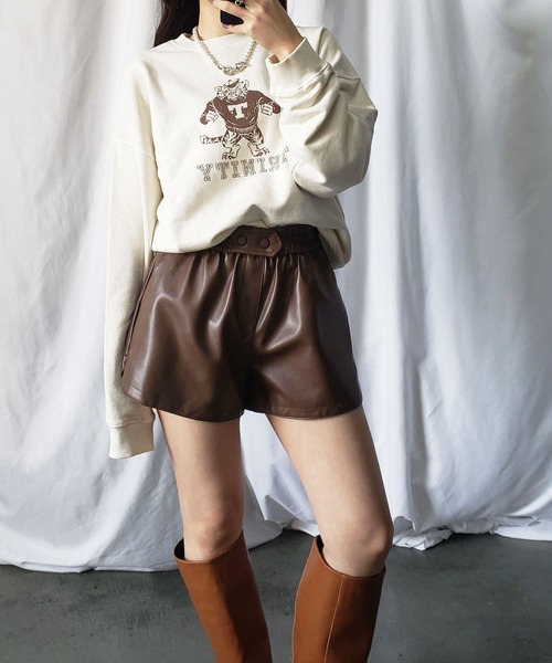 me+em select（ミームセレクト）の「【 3SIZE 】ポイントベルトフェイクレザーショートパンツ（その他パンツ・レディース・ブラック/ブラウン/アイボリー・SMALL/MEDIUM/LARGE）」の13枚目の写真