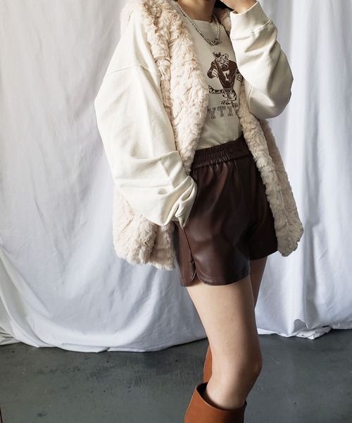 me+em select（ミームセレクト）の「【 3SIZE 】ポイントベルトフェイクレザーショートパンツ（その他パンツ・レディース・ブラック/ブラウン/アイボリー・SMALL/MEDIUM/LARGE）」の10枚目の写真