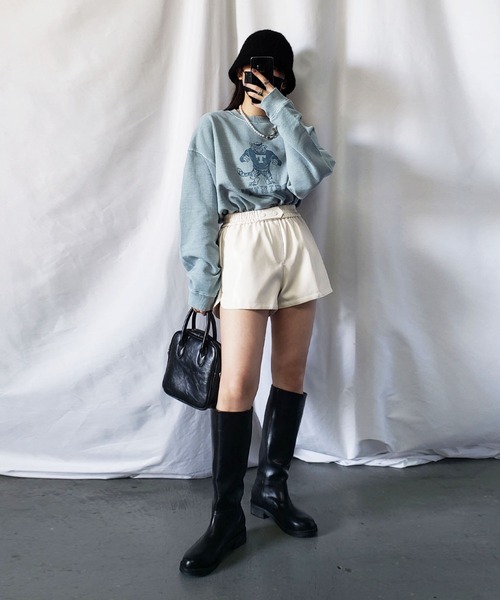 me+em select（ミームセレクト）の「【 3SIZE 】ポイントベルトフェイクレザーショートパンツ（その他パンツ・レディース・ブラック/ブラウン/アイボリー・SMALL/MEDIUM/LARGE）」の20枚目の写真