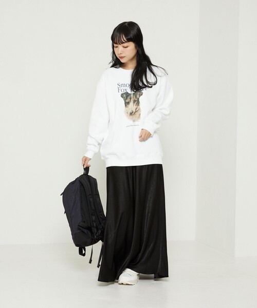 FREAK'S STORE（フリークスストア）の「Dog Smooth Fox Terrier Art Sweat Shirt/スムース・フォックス・テリア ドッグプリントスウェット(犬スウェット)（スウェット・レディース・ホワイト/ライトグレー・ﾌﾘ-）」の9枚目の写真