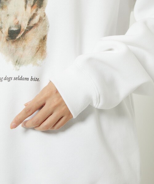 FREAK'S STORE（フリークスストア）の「Dog Smooth Fox Terrier Art Sweat Shirt/スムース・フォックス・テリア ドッグプリントスウェット(犬スウェット)（スウェット・レディース・ホワイト/ライトグレー・ﾌﾘ-）」の15枚目の写真