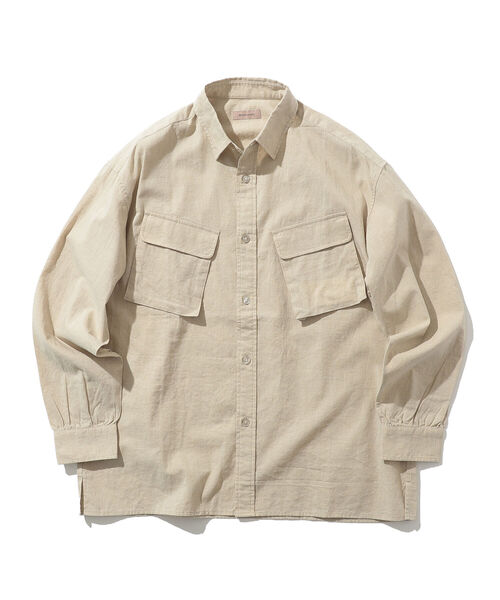 BEAMS LIGHTS（ビームスライツ）の「BEAMS LIGHTS / コットンリネン ミリタリー ポケット シャツ（シャツ/ブラウス・メンズ・ネイビー/ナチュラル・SMALL/MEDIUM/LARGE）」の8枚目の写真