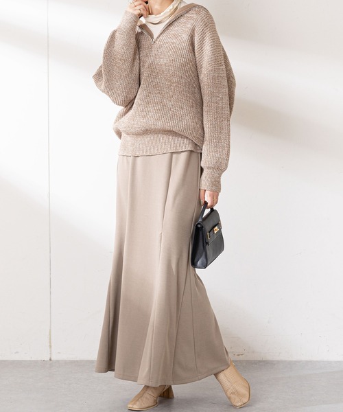 DISCOAT（ディスコート）の「ポンチマーメイドスカート（スカート・レディース・ライトグレー/ブラック/グレイッシュベージュ・FREE）」の8枚目の写真