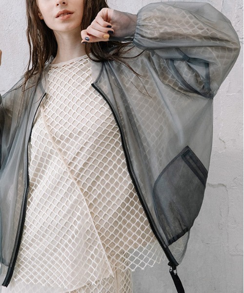 AULA AILA シアーブルゾン 白 シアーブルゾン（SHEER BLOUSON）（ブルゾン）｜AULA AILA