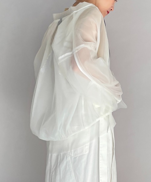 AULA AILA シアーブルゾン 白 シアーブルゾン（SHEER BLOUSON）（ブルゾン）｜AULA AILA