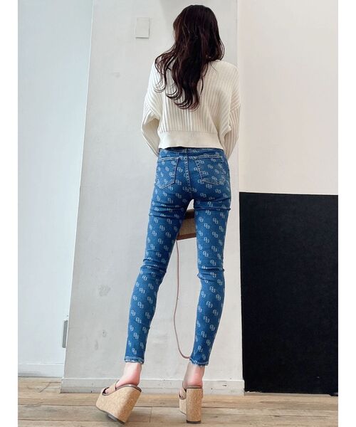 GYDA（ジェイダ）の「Vネックリリーヤーンケーブルデザインニットトップス（ニット/セーター・レディース・オフホワイト/シャーベット/ミント・FREE）」の5枚目の写真