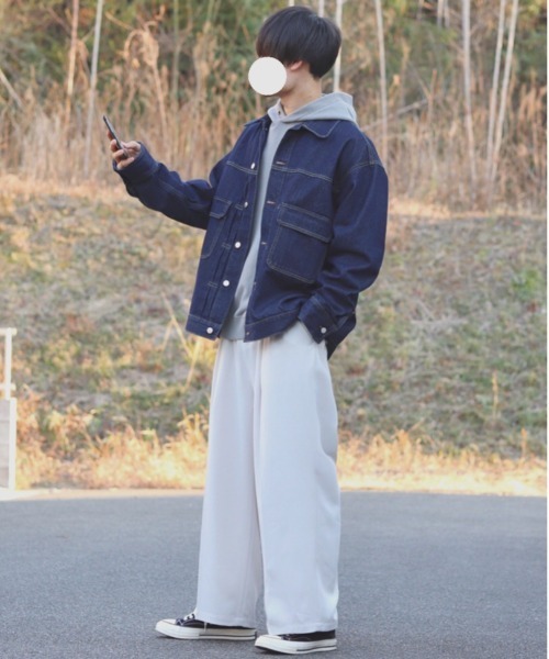 INTER FACTORY（インターファクトリー）の「DAISUKE - バギーワイドスラックス made in INTER FACTORY（スラックス・メンズ・ホワイト/チャコールグレー・MEDIUM/LARGE）」の9枚目の写真