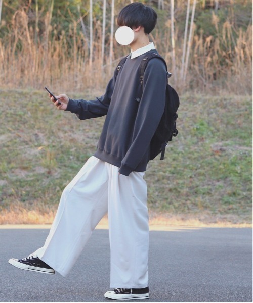 INTER FACTORY（インターファクトリー）の「DAISUKE - バギーワイドスラックス made in INTER FACTORY（スラックス・メンズ・ホワイト/チャコールグレー・MEDIUM/LARGE）」の18枚目の写真