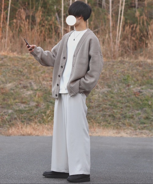 INTER FACTORY（インターファクトリー）の「DAISUKE - バギーワイドスラックス made in INTER FACTORY（スラックス・メンズ・ホワイト/チャコールグレー・MEDIUM/LARGE）」の14枚目の写真