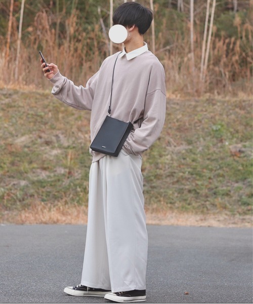 INTER FACTORY（インターファクトリー）の「DAISUKE - バギーワイドスラックス made in INTER FACTORY（スラックス・メンズ・ホワイト/チャコールグレー・MEDIUM/LARGE）」の5枚目の写真