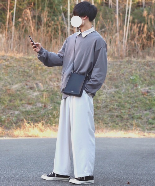 INTER FACTORY（インターファクトリー）の「DAISUKE - バギーワイドスラックス made in INTER FACTORY（スラックス・メンズ・ホワイト/チャコールグレー・MEDIUM/LARGE）」の10枚目の写真