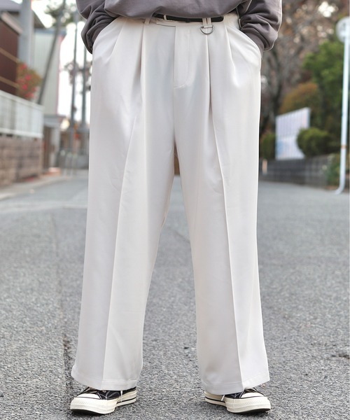 INTER FACTORY（インターファクトリー）の「DAISUKE - バギーワイドスラックス made in INTER FACTORY（スラックス・メンズ・ホワイト/チャコールグレー・MEDIUM/LARGE）」の21枚目の写真