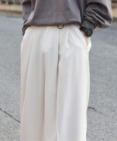 INTER FACTORY（インターファクトリー）の「DAISUKE - バギーワイドスラックス made in INTER FACTORY（スラックス・メンズ・ホワイト/チャコールグレー・MEDIUM/LARGE）」の13枚目の写真