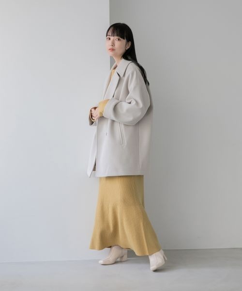 LOWRYS FARM（ローリーズファーム）の「ウールライクルーズＰコート　256792（ピーコート・レディース・チャコールグレー/ベージュ/アイボリー・FREE）」の16枚目の写真