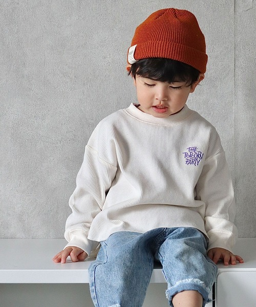 CIAOPANIC TYPY（チャオパニックティピー）の「■【KIDS】刺繍ワッフルプルオーバー（Tシャツ/カットソー・キッズ・ホワイト系その他/カーキ/バイオレット・SMALL/MEDIUM/LARGE/X-LARGE/XX-LARGE）」の2枚目の写真