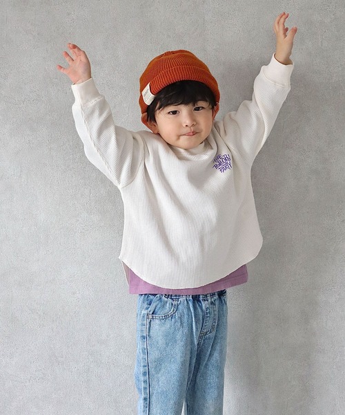 CIAOPANIC TYPY（チャオパニックティピー）の「■【KIDS】刺繍ワッフルプルオーバー（Tシャツ/カットソー・キッズ・ホワイト系その他/カーキ/バイオレット・SMALL/MEDIUM/LARGE/X-LARGE/XX-LARGE）」の22枚目の写真
