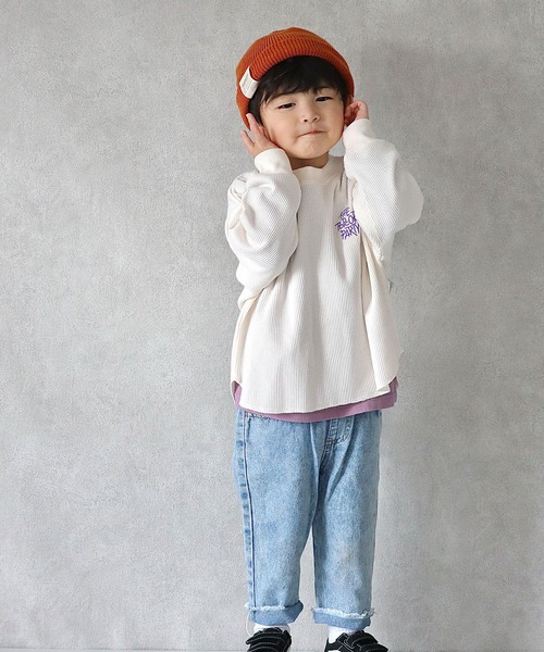 CIAOPANIC TYPY（チャオパニックティピー）の「■【KIDS】刺繍ワッフルプルオーバー（Tシャツ/カットソー・キッズ・ホワイト系その他/カーキ/バイオレット・SMALL/MEDIUM/LARGE/X-LARGE/XX-LARGE）」の18枚目の写真