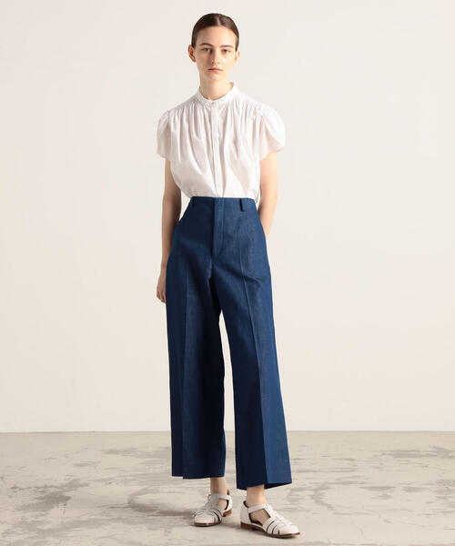 TOMORROWLAND （トゥモローランド）の「コットンリネンデニム ハイウエストワイドパンツ（デニムパンツ・レディース・ブラウン/ダークブルー・36/34）」の5枚目の写真