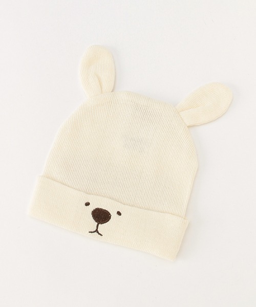 petit main（プティマイン）の「コットンアニマルワッチ（ニットキャップ/ビーニー・キッズ・ベージュ/イエロー/アイボリー・FREE）」の2枚目の写真