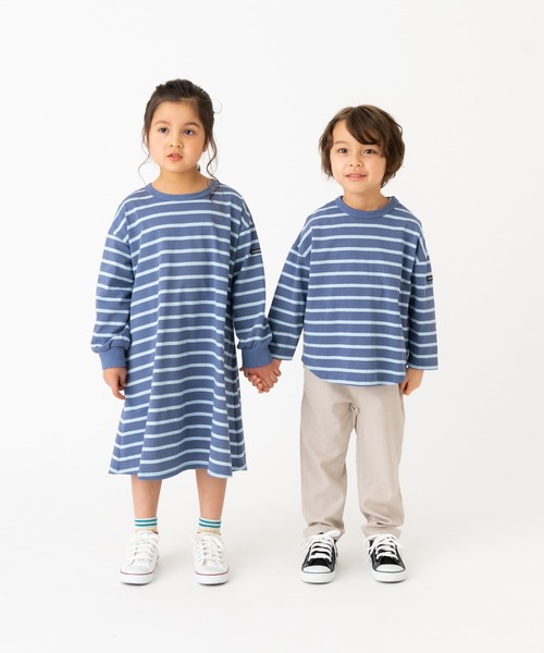 RUGGEDWORKS（ラゲッドワークス）の「《お揃い》ボーダーカットワンピース（ワンピース・キッズ・ブルー系その他/ライトグリーン・L/XS/S/XL/M）」の5枚目の写真