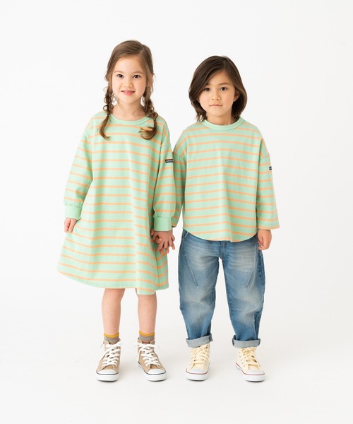 RUGGEDWORKS（ラゲッドワークス）の「《お揃い》ボーダーカットワンピース（ワンピース・キッズ・ブルー系その他/ライトグリーン・L/XS/S/XL/M）」の4枚目の写真