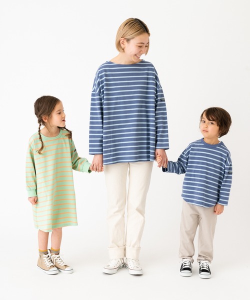 RUGGEDWORKS（ラゲッドワークス）の「《お揃い》ボーダーカットワンピース（ワンピース・キッズ・ブルー系その他/ライトグリーン・L/XS/S/XL/M）」の3枚目の写真