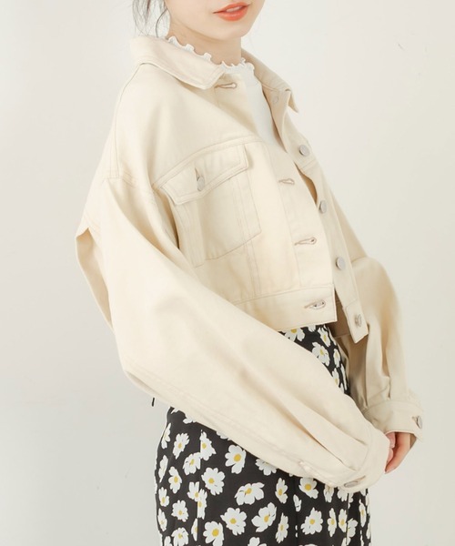 OLIVE des OLIVE（オリーブデオリーブ）の「ショート丈Gジャン（デニムジャケット・レディース・アイボリー/ワンウォッシュ・FREE）」の7枚目の写真