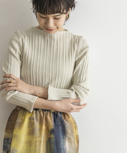 URBAN RESEARCH（アーバンリサーチ）の「ビルドネックランダムリブカットソー（Tシャツ/カットソー・レディース・ライトグレー/ブラック/パープル/グリーン・FREE）」の5枚目の写真