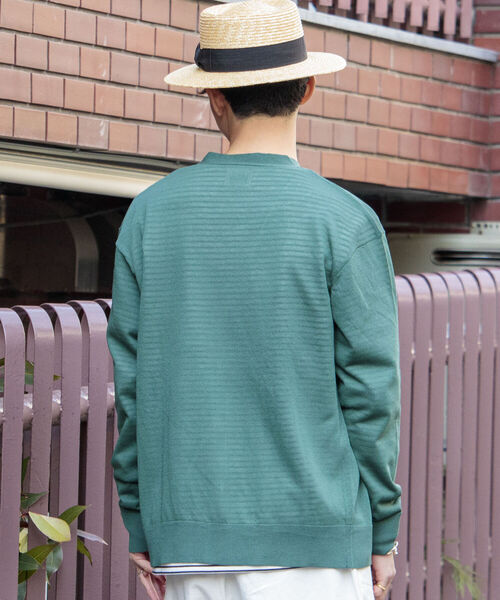 GLOSTER（グロスター）の「【GLOSTER/グロスター】サマーニットカーディガン（カーディガン/ボレロ・メンズ・チャコールグレー/グリーン/キナリ・MEDIUM/LARGE）」の7枚目の写真