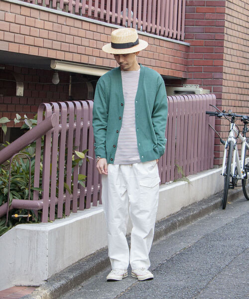 GLOSTER（グロスター）の「【GLOSTER/グロスター】サマーニットカーディガン（カーディガン/ボレロ・メンズ・チャコールグレー/グリーン/キナリ・MEDIUM/LARGE）」の8枚目の写真