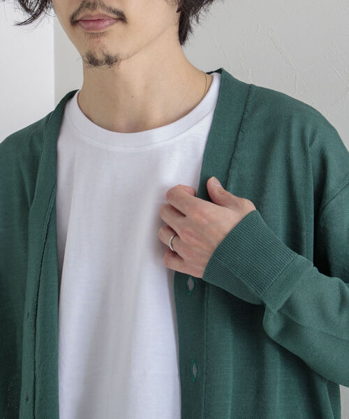 GLOSTER（グロスター）の「【GLOSTER/グロスター】サマーニットカーディガン（カーディガン/ボレロ・メンズ・チャコールグレー/グリーン/キナリ・MEDIUM/LARGE）」の17枚目の写真